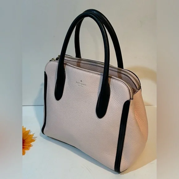 KATE SPADE Pink and Black Leather Satchel Double Zipper - Picture 3 of 10